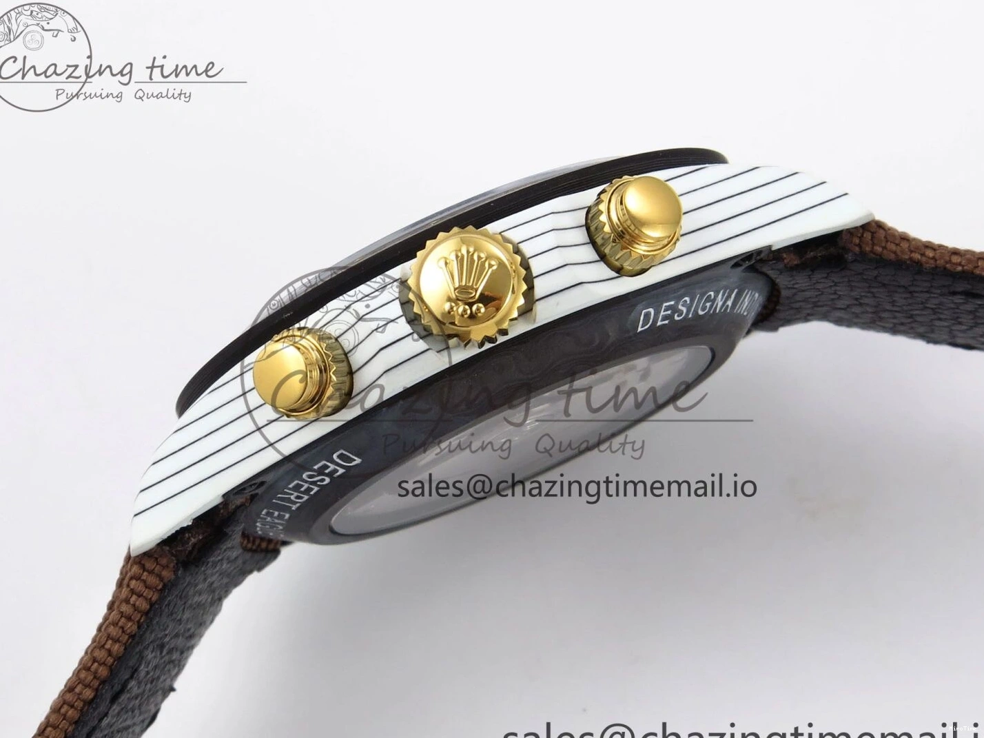 MiroTime 0118 Refined Daytona DIW “DESERT EAGLE”  White Carbon DIWF 1:1 Best Edition Cream Brown Dial on Brown Nylon Strap SH 1074